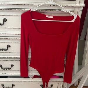 Better Be Red Square-Neck Long-Sleeve Bodysuit